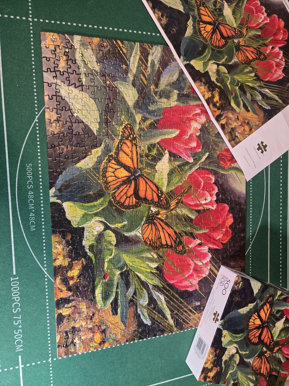 500-Piece Premium Puzzle – Floral & Butterfly Design in Red and Green